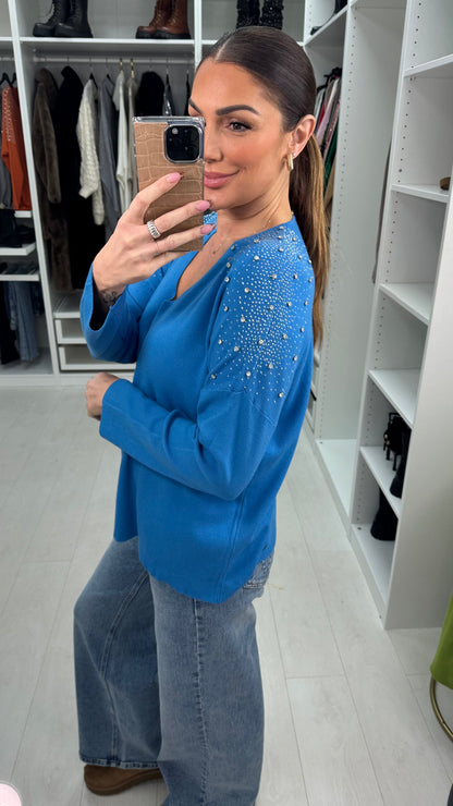 Paloma Embellished V Neck Knit Jumper