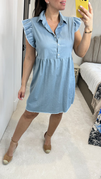 Levisa Ruffle Detail Denim Dress