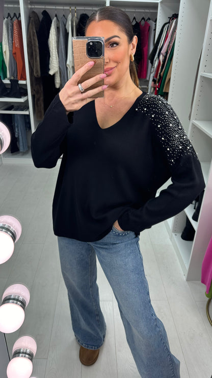 Paloma Embellished V Neck Knit Jumper