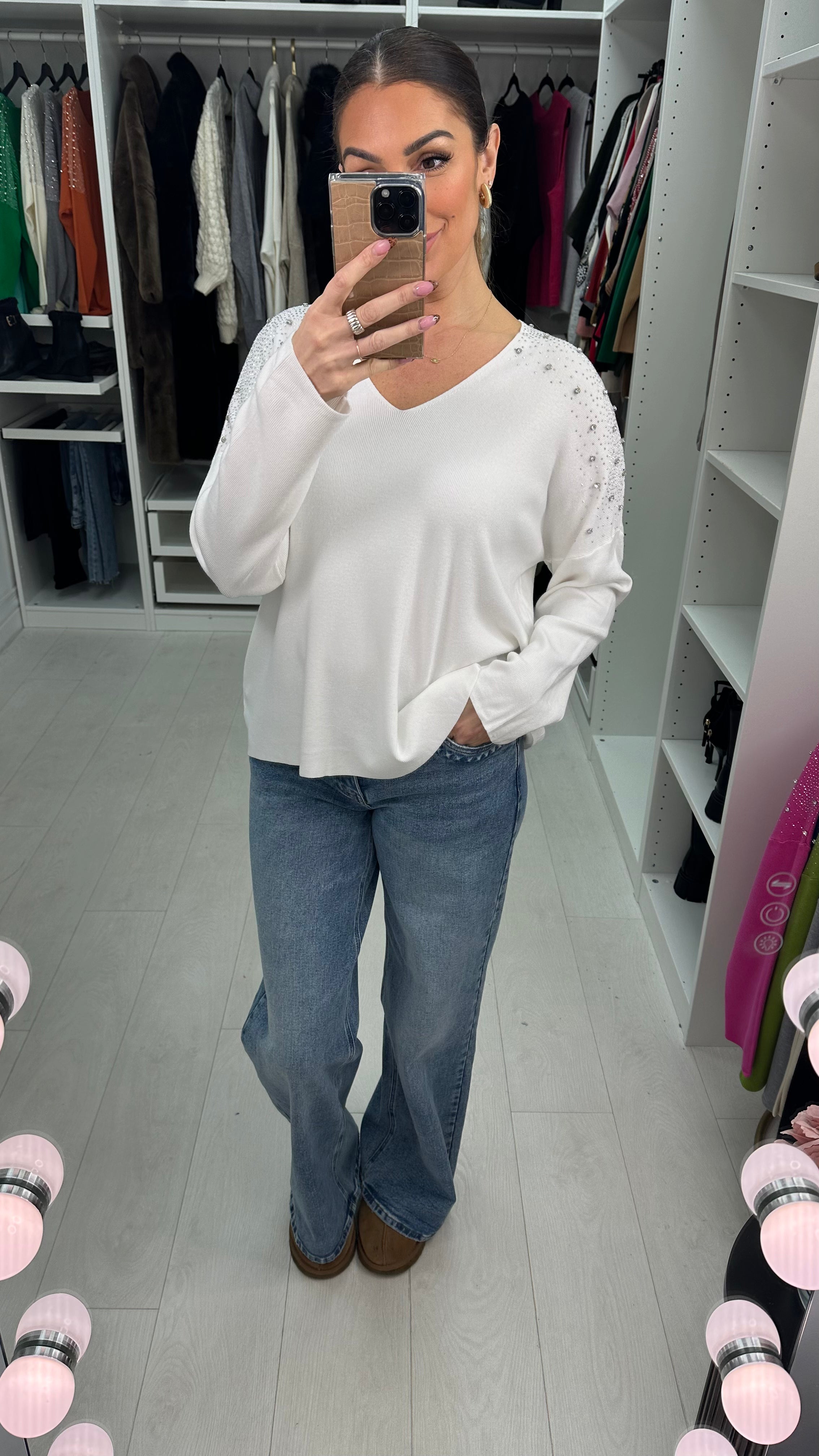 Paloma Embellished V Neck Knit Jumper