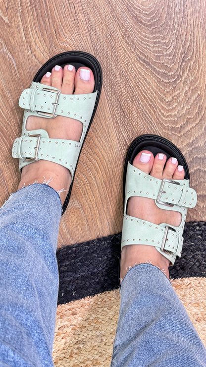 Carluccio Suede Effect Buckle Sandal