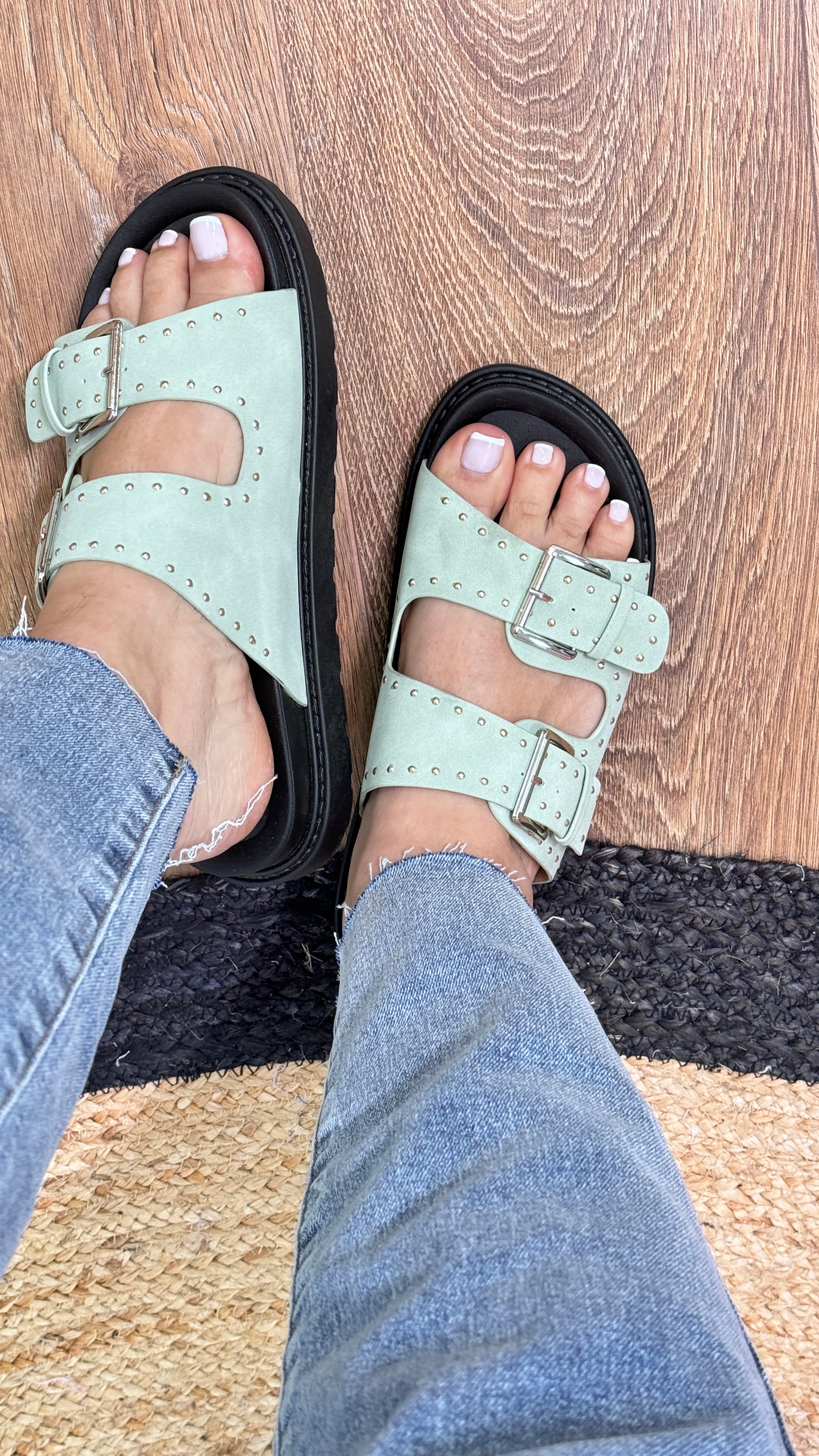 Carluccio Suede Effect Buckle Sandal