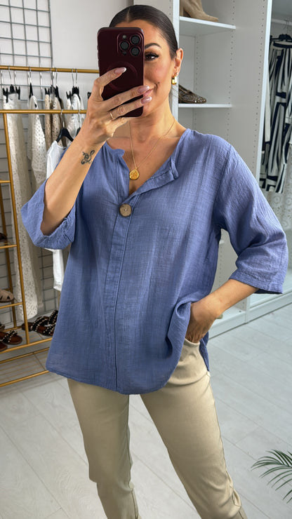 Lopez Plain 3/4 Sleeve Longline Top