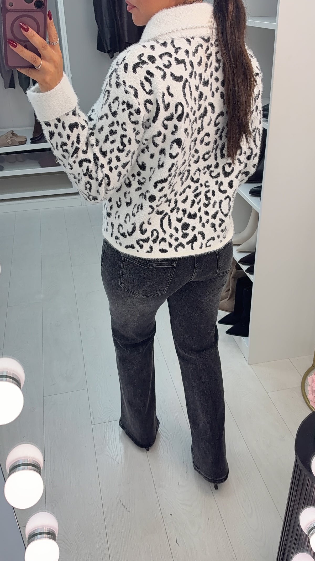 Demilla Leopard Print Fluffy Cardi Jacket