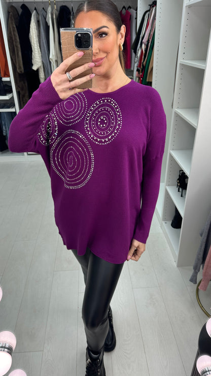 Hariette  Diamante Detail Longline Knit Jumper