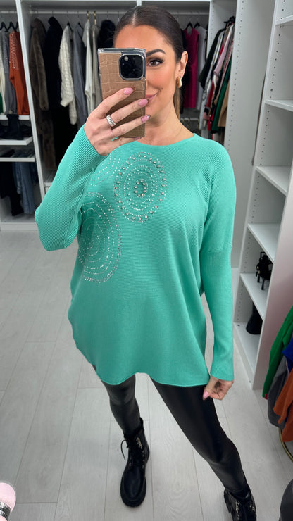 Hariette  Diamante Detail Longline Knit Jumper