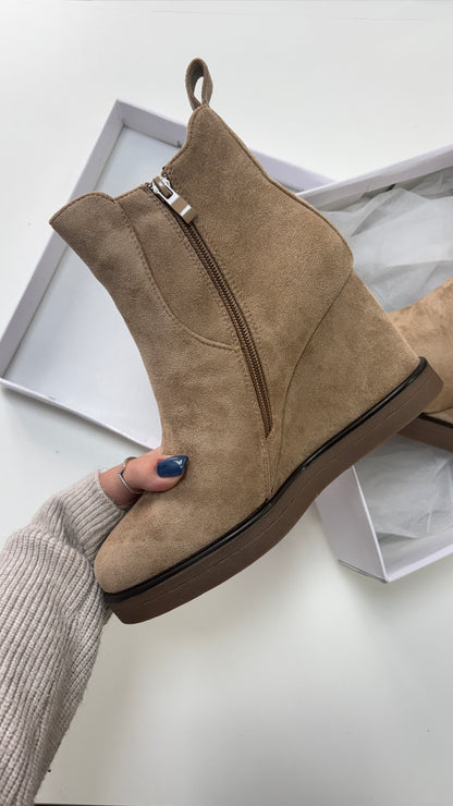 Tiana Plain Faux Suede Wedge Boots
