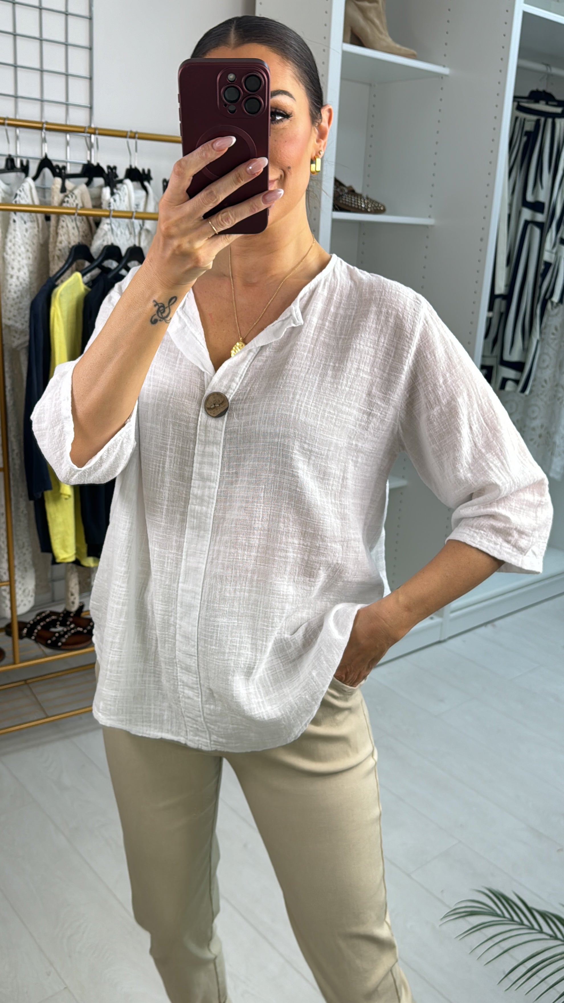 Lopez Plain 3/4 Sleeve Longline Top