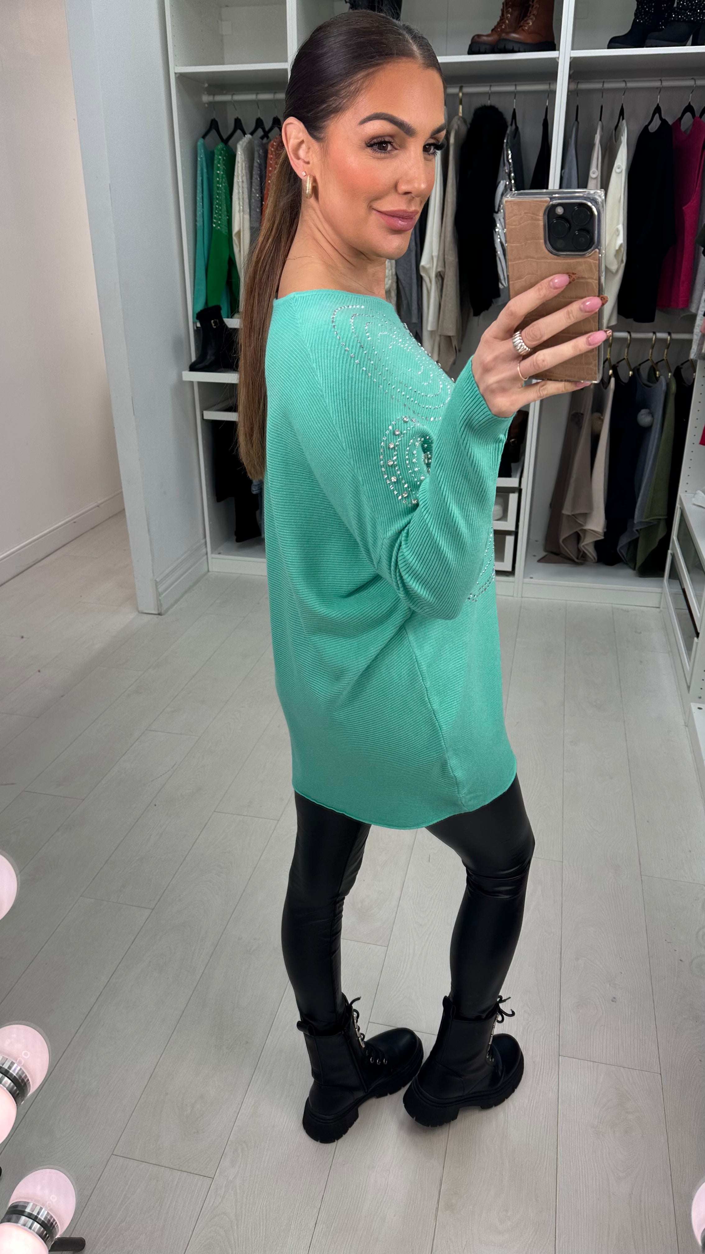 Hariette  Diamante Detail Longline Knit Jumper