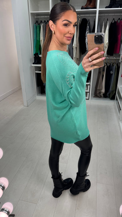 Hariette  Diamante Detail Longline Knit Jumper