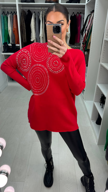 Hariette  Diamante Detail Longline Knit Jumper