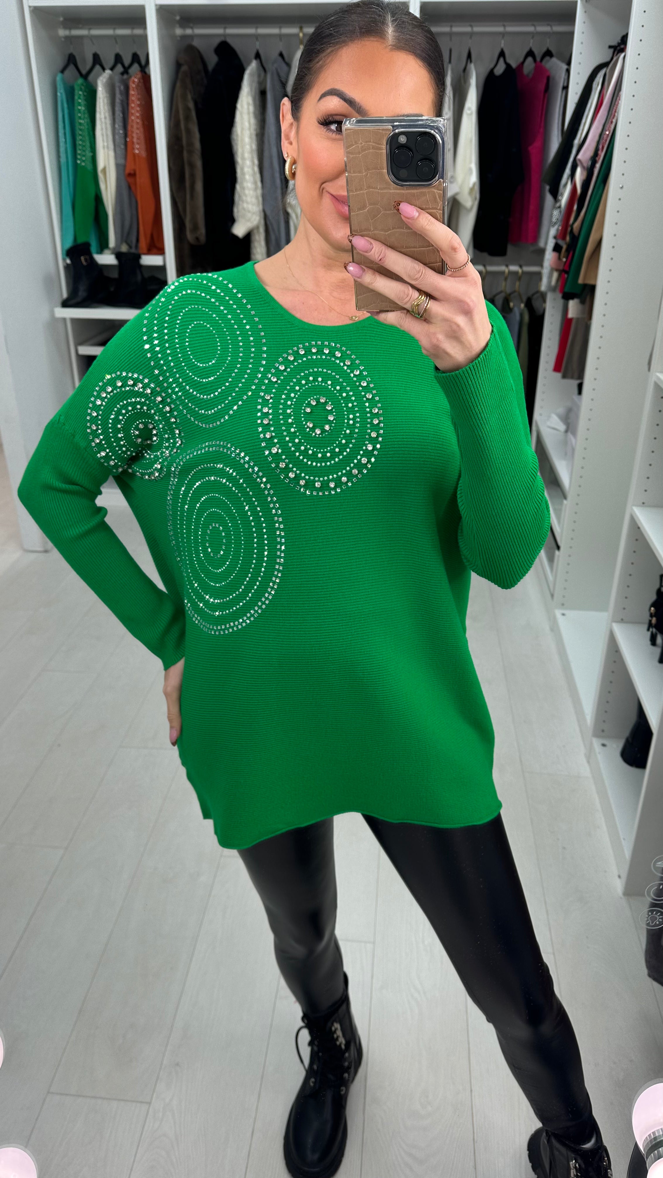 Hariette  Diamante Detail Longline Knit Jumper