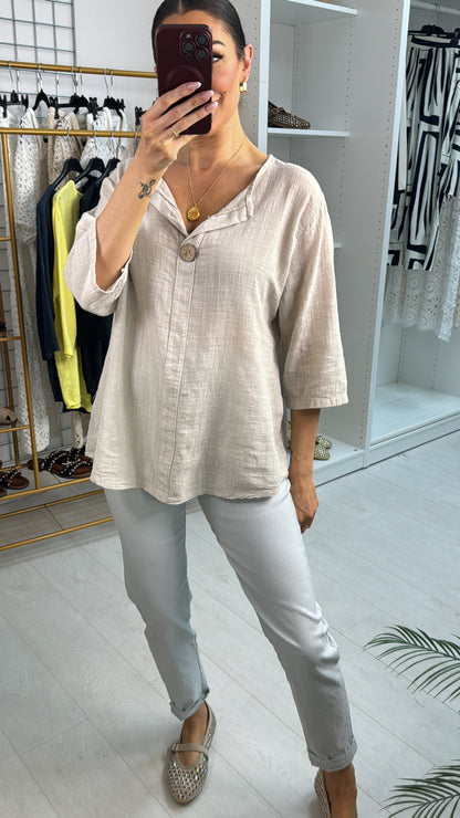 Lopez Plain 3/4 Sleeve Longline Top