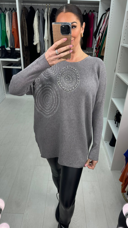 Hariette  Diamante Detail Longline Knit Jumper