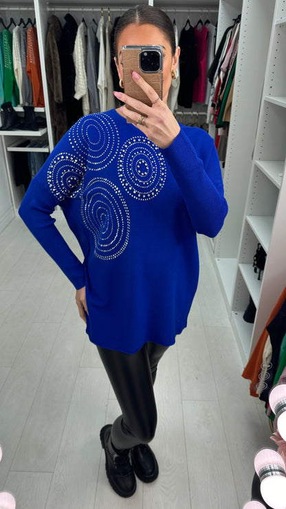 Hariette  Diamante Detail Longline Knit Jumper