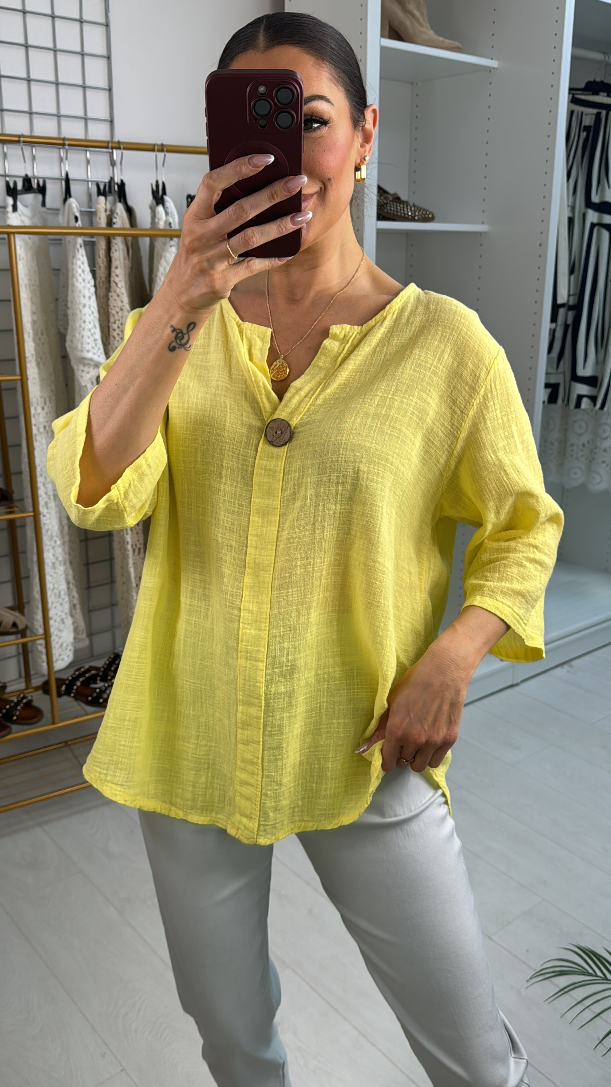 Lopez Plain 3/4 Sleeve Longline Top