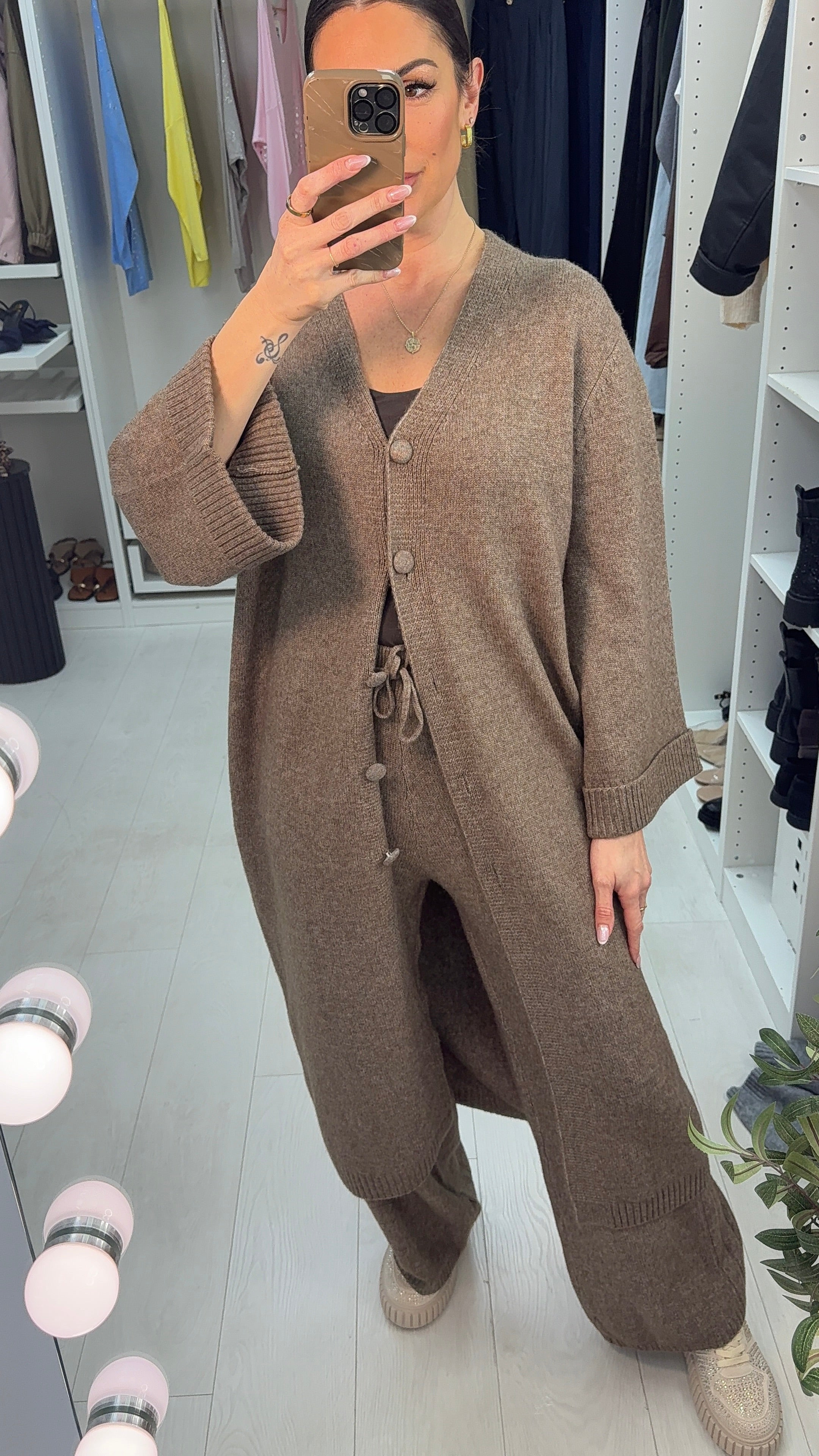 Zanyla Plain Longline Cardigan Co-Ord Set