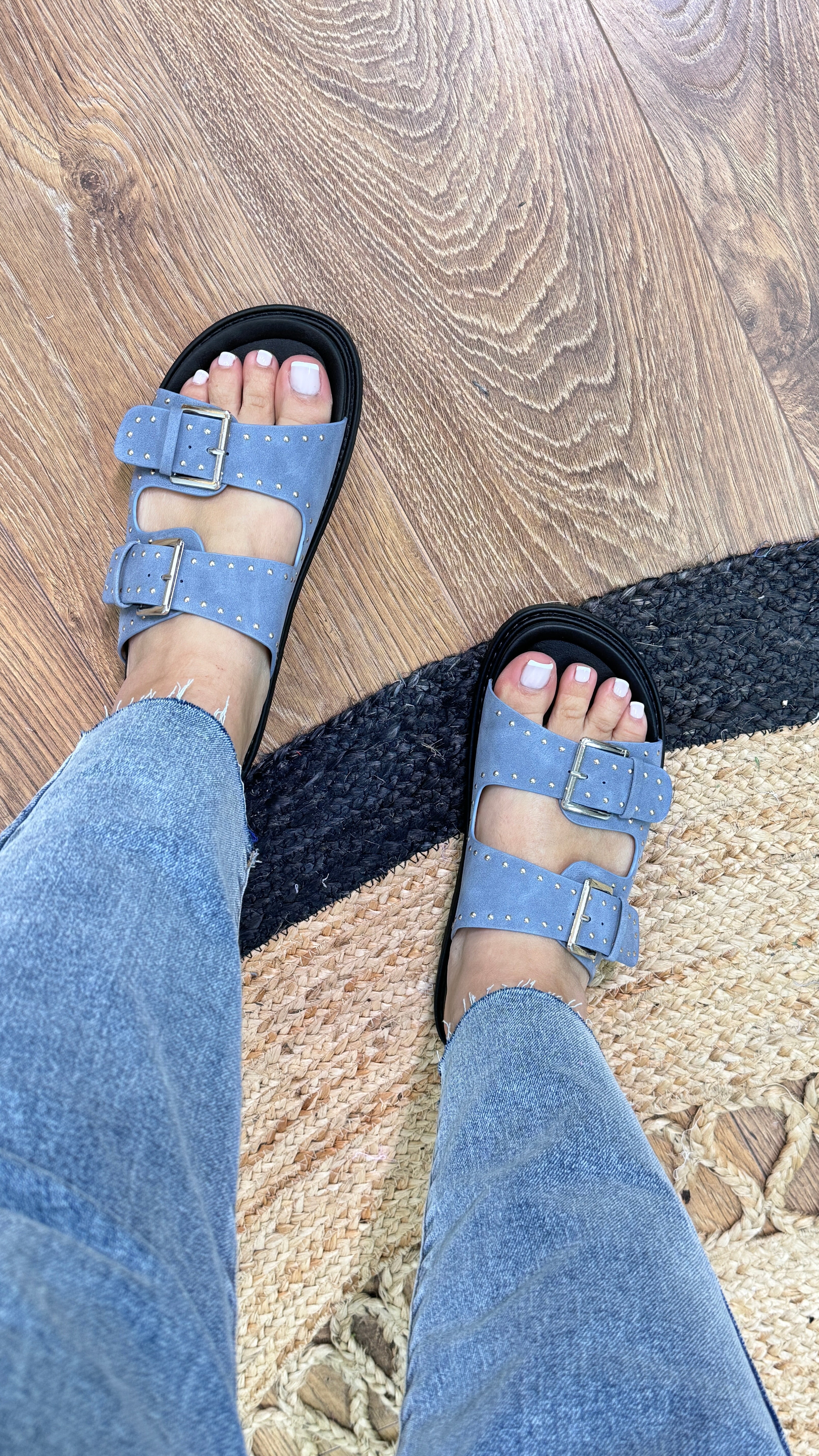 Carluccio Suede Effect Buckle Sandal