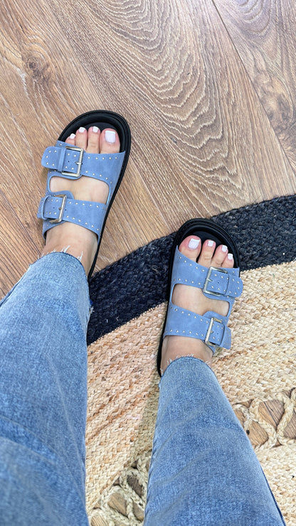 Carluccio Suede Effect Buckle Sandal