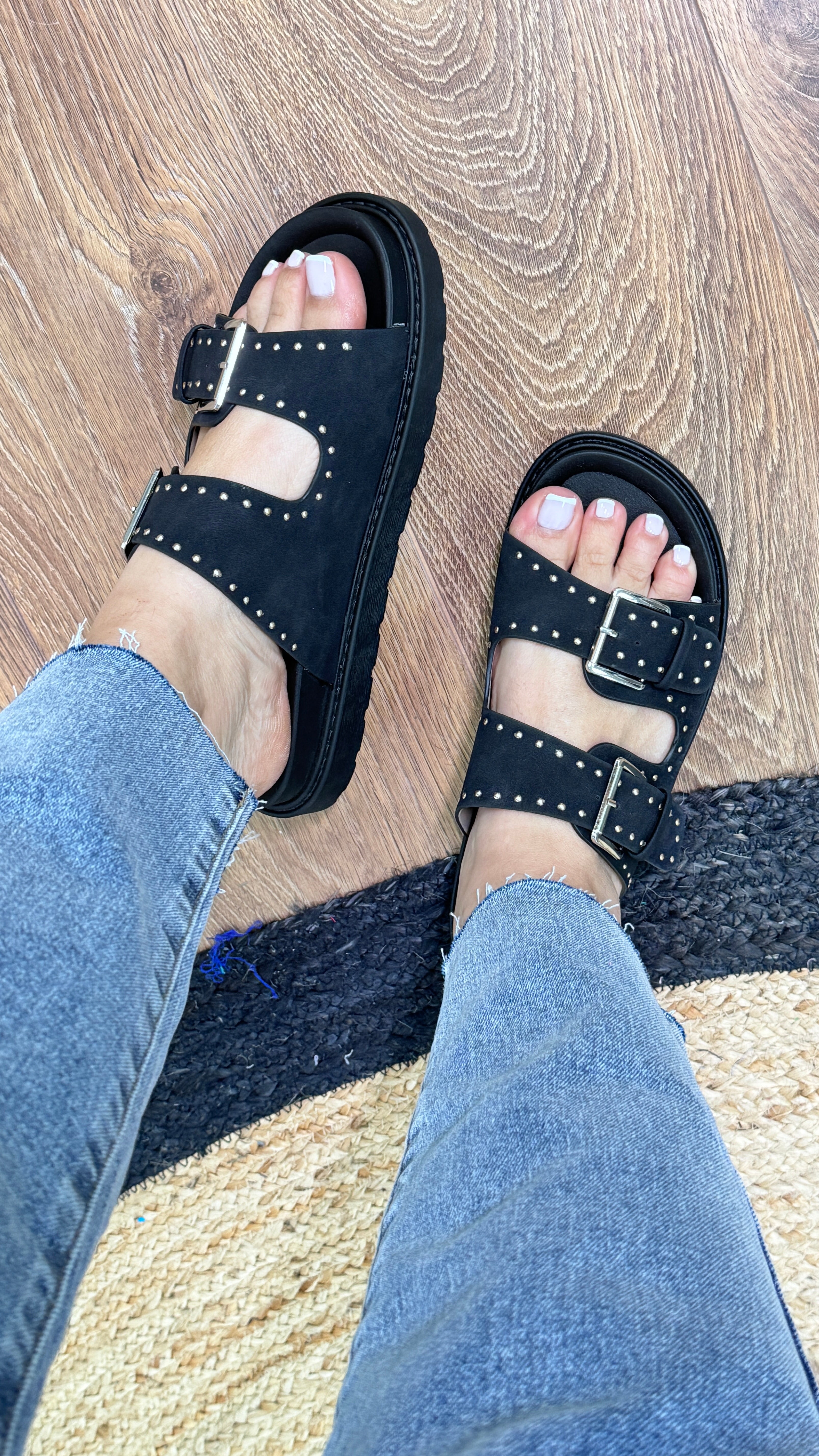 Carluccio Suede Effect Buckle Sandal