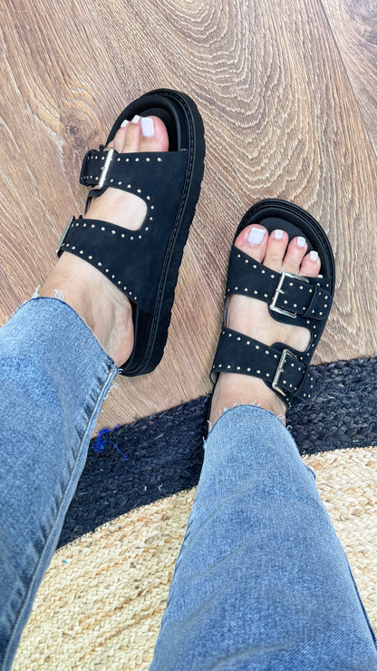 Carluccio Suede Effect Buckle Sandal