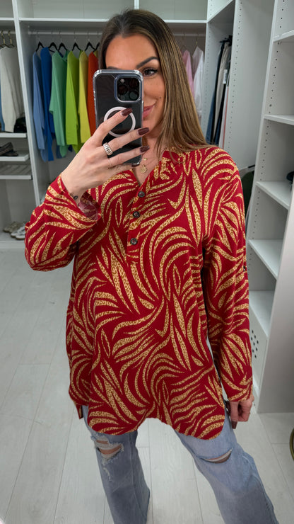 Senita Dipped Hem V Neck Blouse