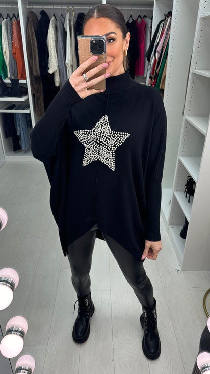 Sara Pearl Star Oversized Jumper