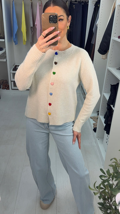 Silvia Heart Button Detailed Jumper