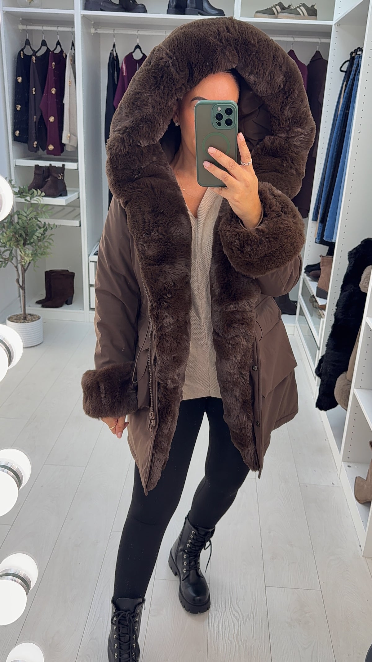 Willow Faux Fur Hooded Toggle Waist Coat