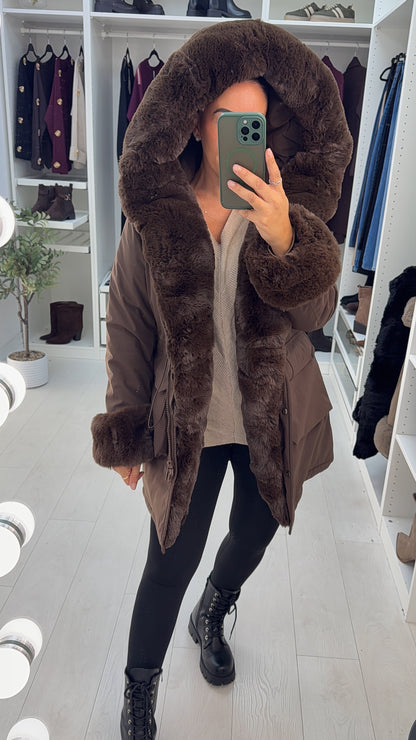 Willow Faux Fur Hooded Toggle Waist Coat
