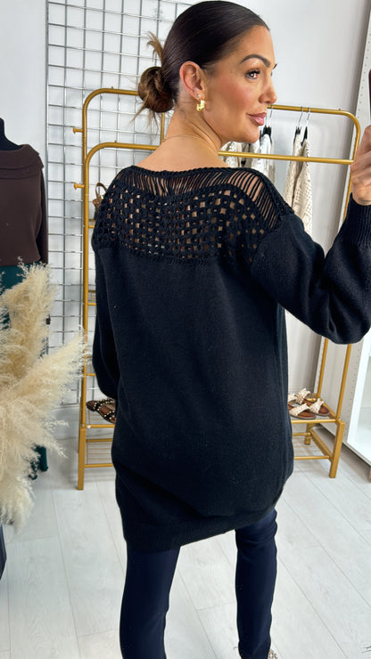 Cody Plain Crochet Detailed Longline Jumper
