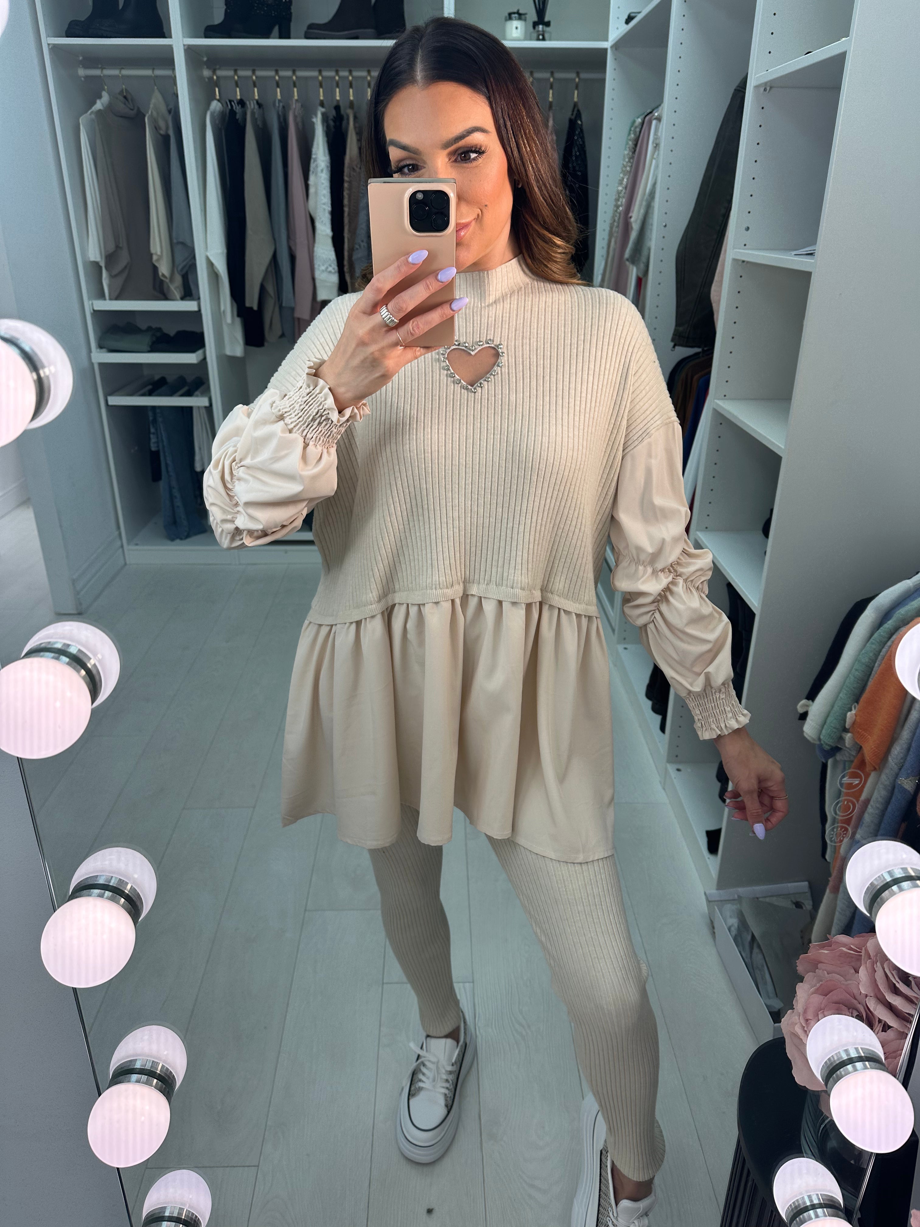 Imani Heart &  Blouse Hem Loungewear Set