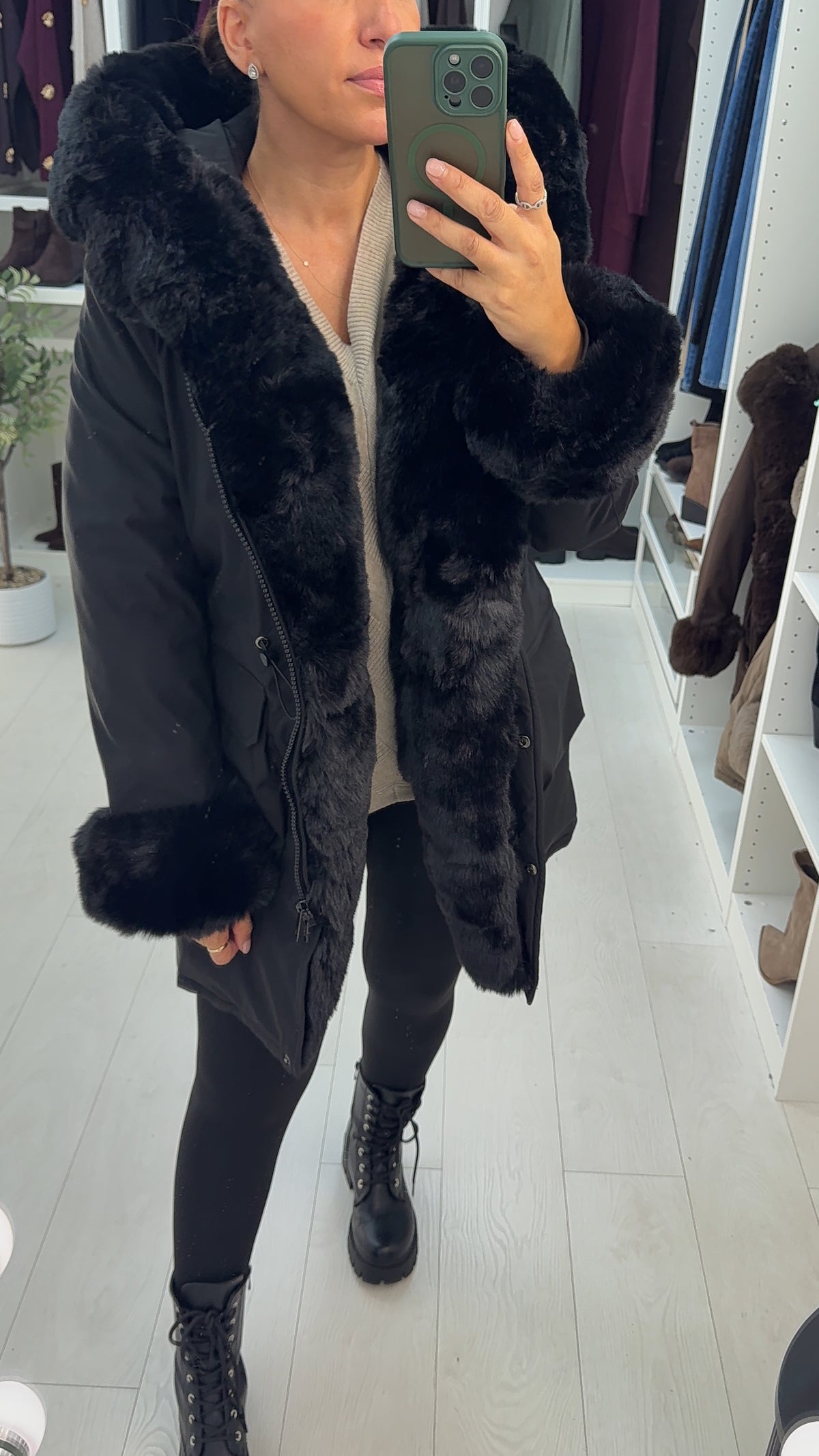 Willow Faux Fur Hooded Toggle Waist Coat