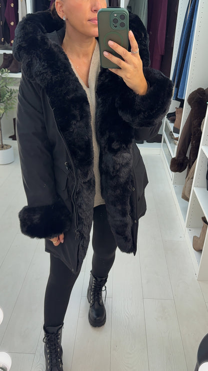Willow Faux Fur Hooded Toggle Waist Coat