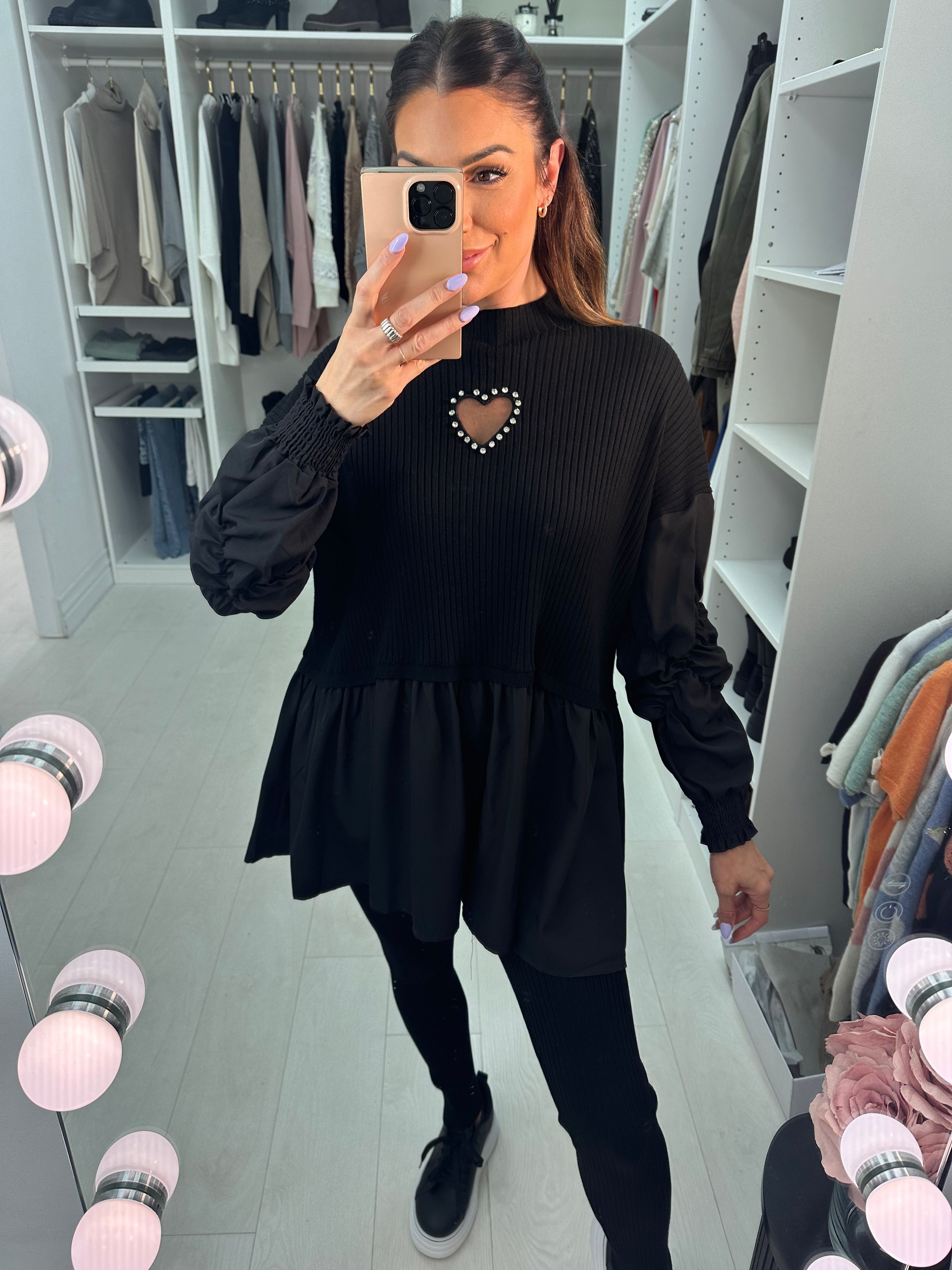 Imani Heart &  Blouse Hem Loungewear Set