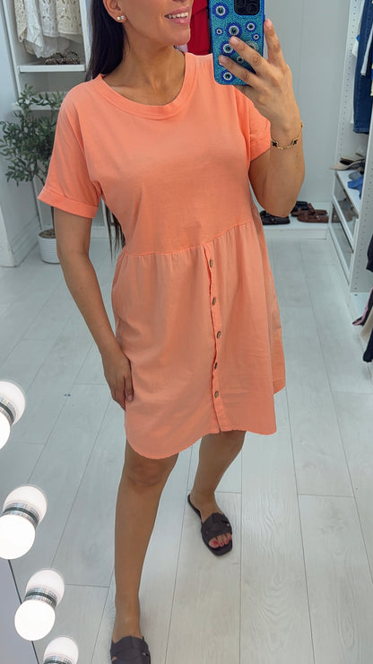 Palmina Button Detailed Necklace Dress