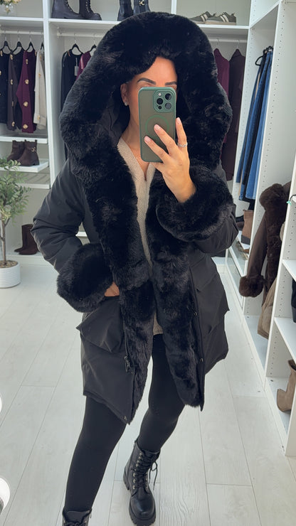 Willow Faux Fur Hooded Toggle Waist Coat