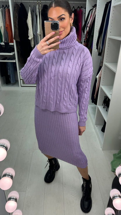 Charlee Two Piece Cable Knit Jumper Midi Dress