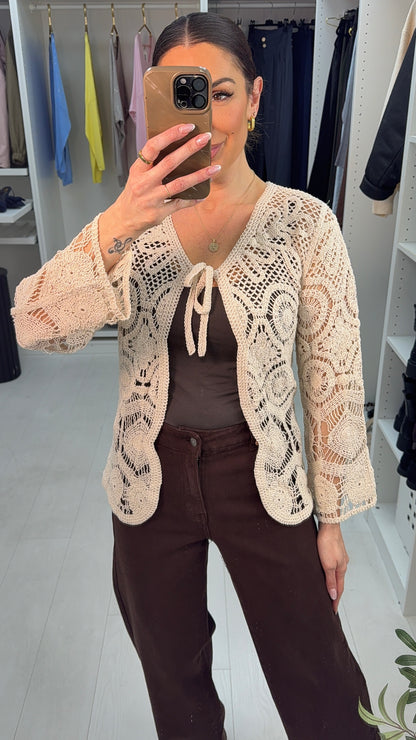 Everly Crochet Tie Front Cardigan