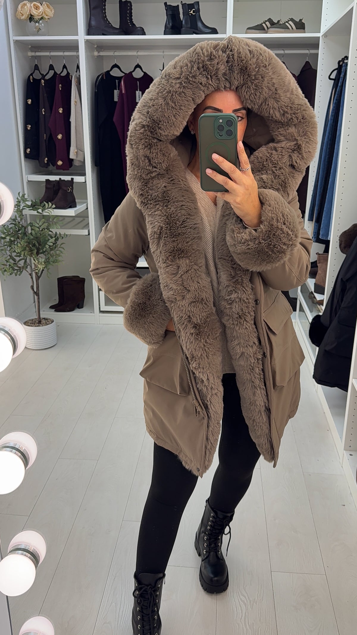 Willow Faux Fur Hooded Toggle Waist Coat