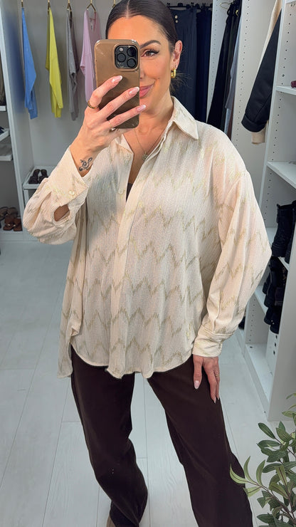 Jamie Zig Zag Pattern Detail Longline Shirt