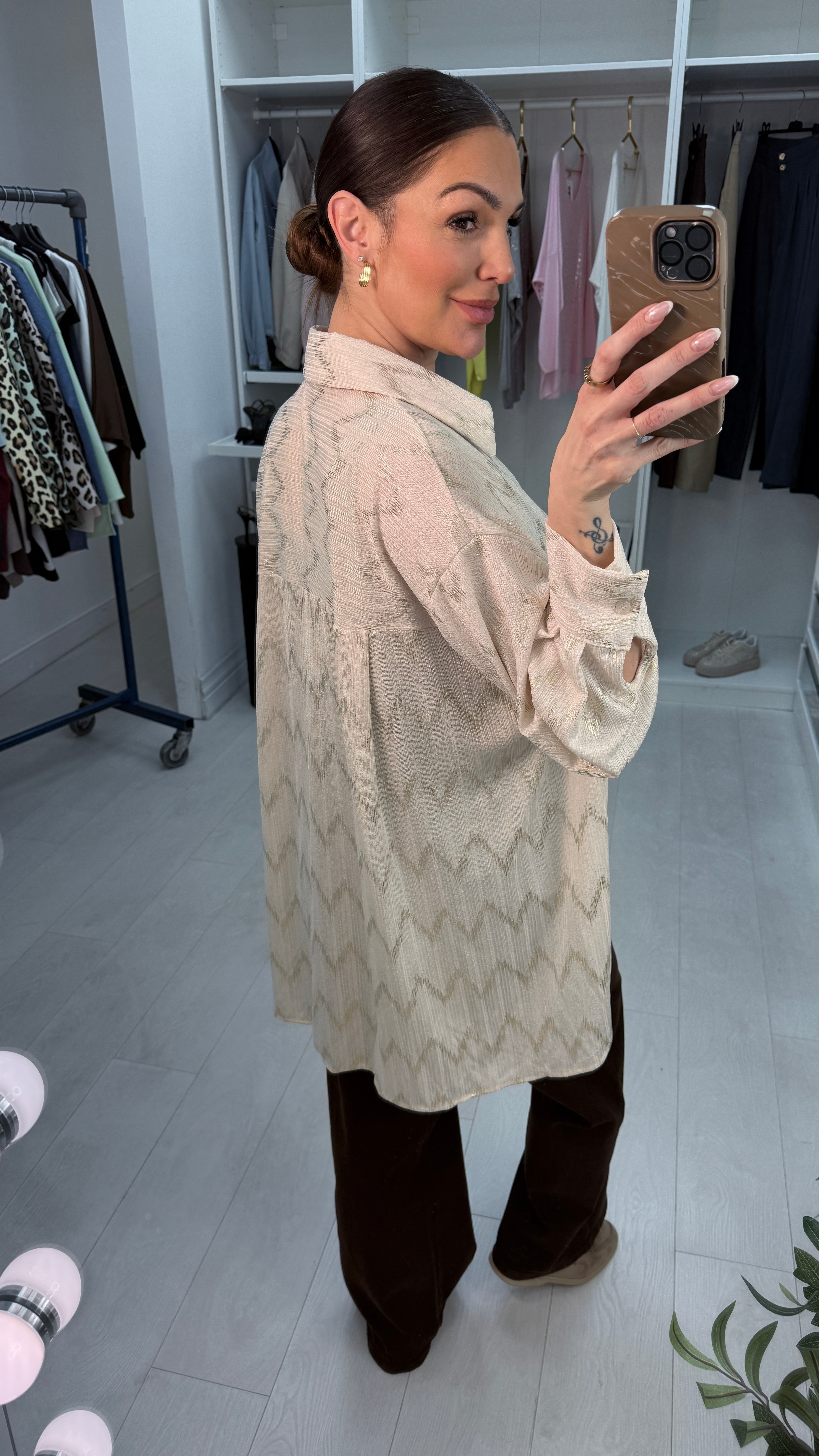 Jamie Zig Zag Pattern Detail Longline Shirt