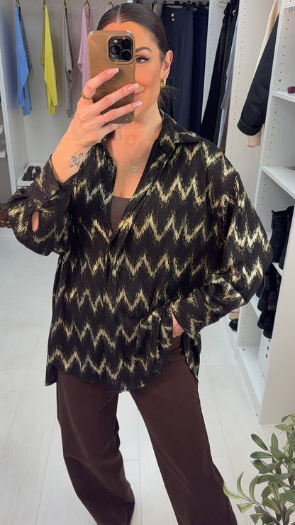 Jamie Zig Zag Pattern Detail Longline Shirt