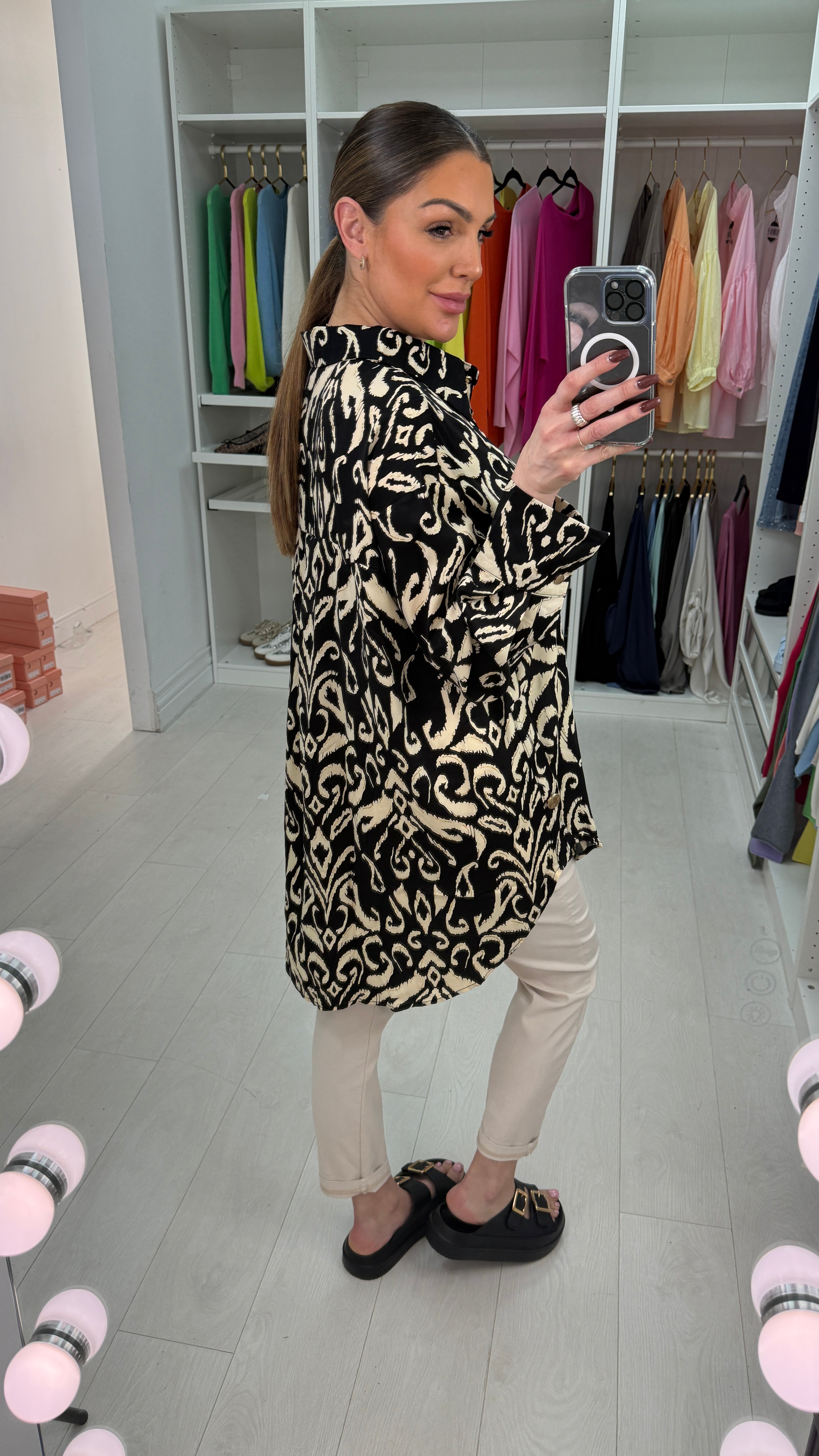 Oriavella Abstract Print Loose Fit Shirt