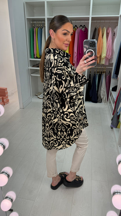 Oriavella Abstract Print Loose Fit Shirt