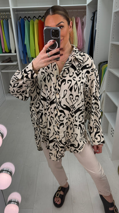 Oriavella Abstract Print Loose Fit Shirt