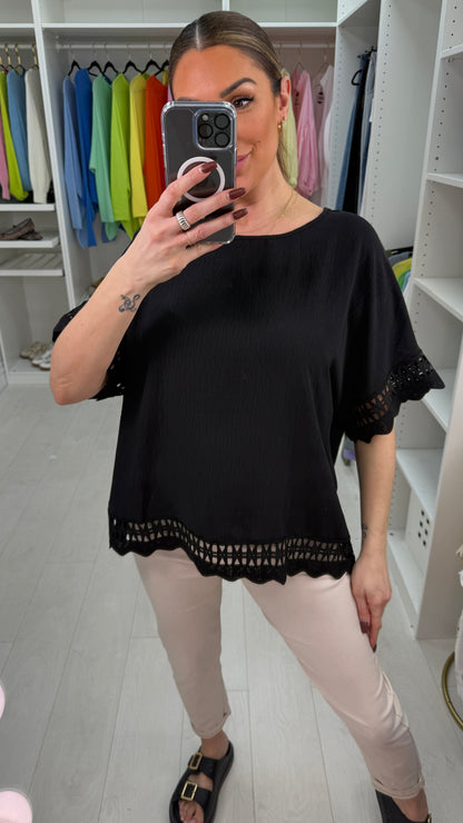 Pennie Plain Detailed Hem Short Sleeve Top