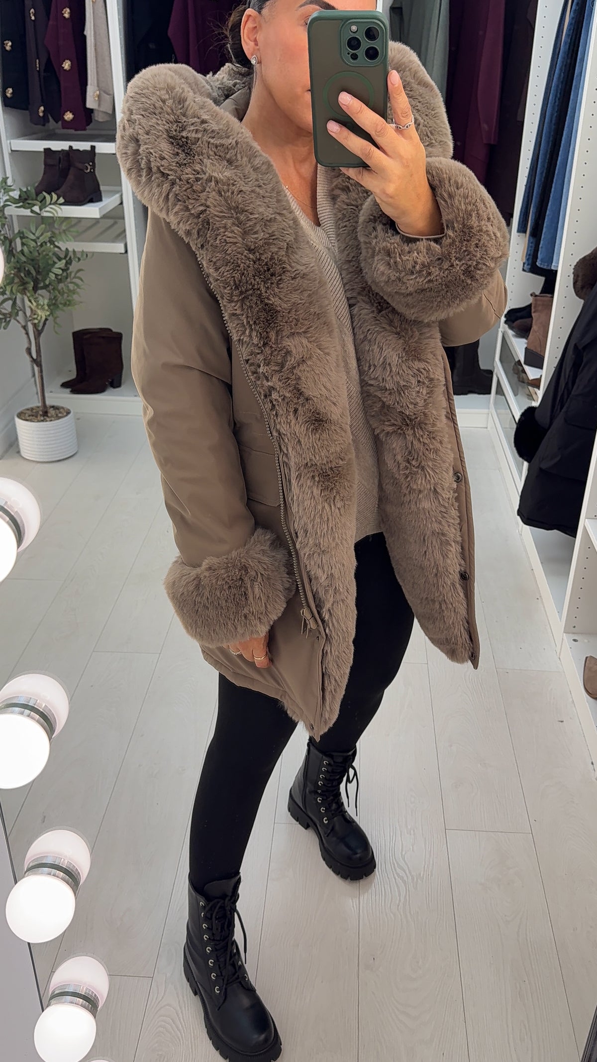 Willow Faux Fur Hooded Toggle Waist Coat