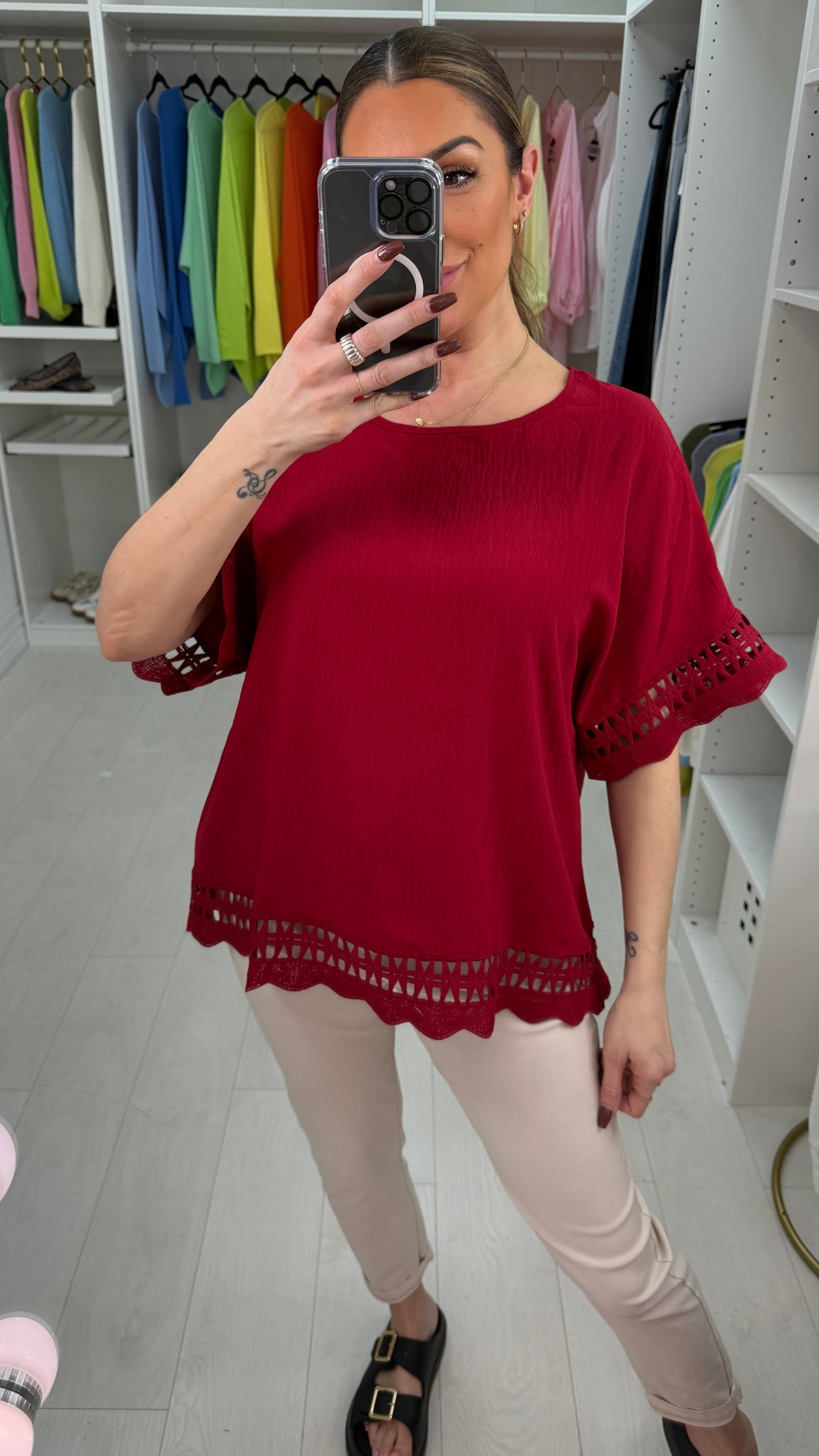 Pennie Plain Detailed Hem Short Sleeve Top