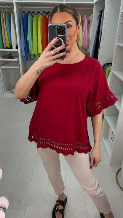 Pennie Plain Detailed Hem Short Sleeve Top